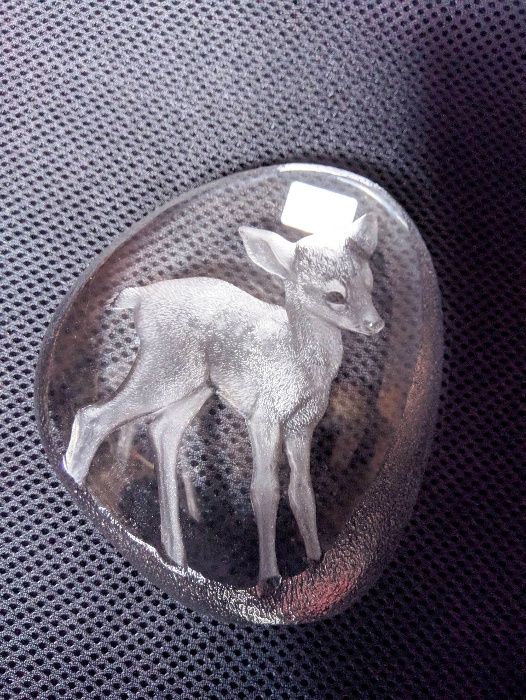 Escultura Cristal Gravado Veado Mats Jonasson