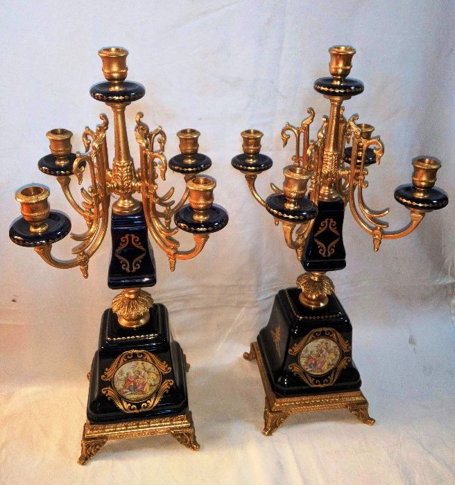 Par Candelabros Porcelana T. Limoges