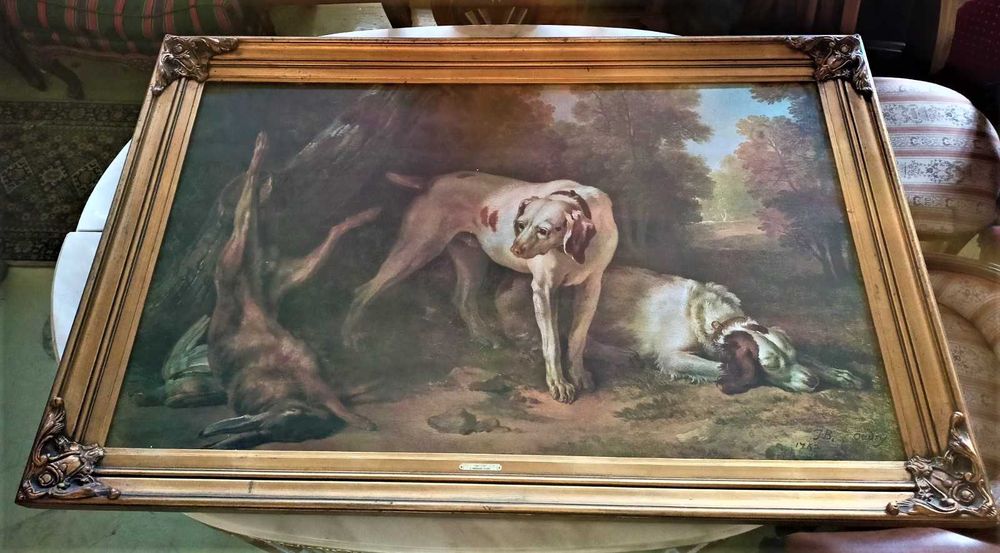 Estampa Cães e Lebre J Baptiste Oudry