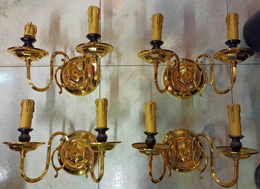 Apliques Metal Dourado 2 Lâmpadas