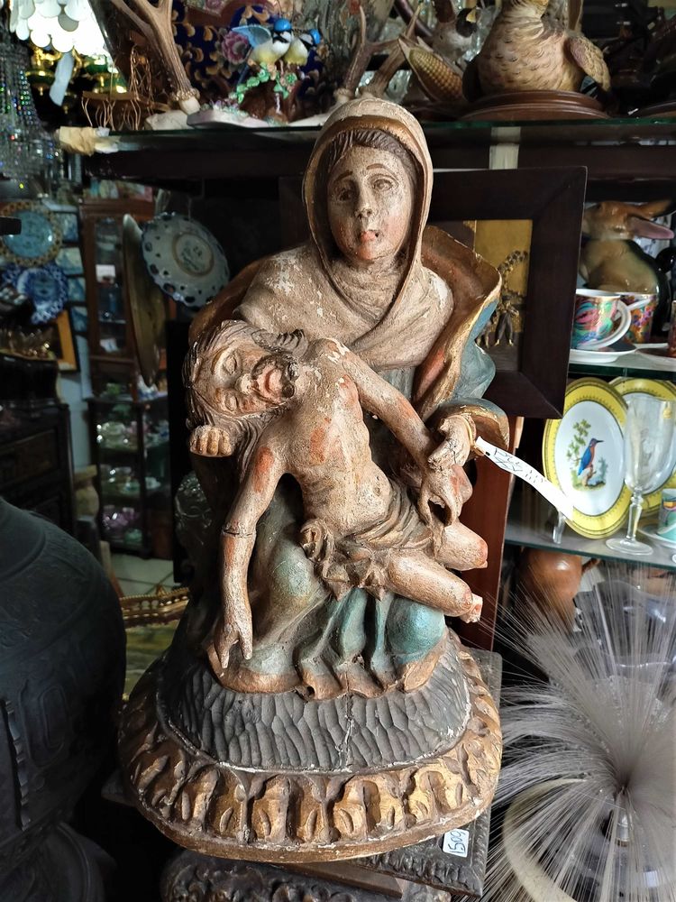 Pietá Madeira Policromada Séc XVIII XIX 2