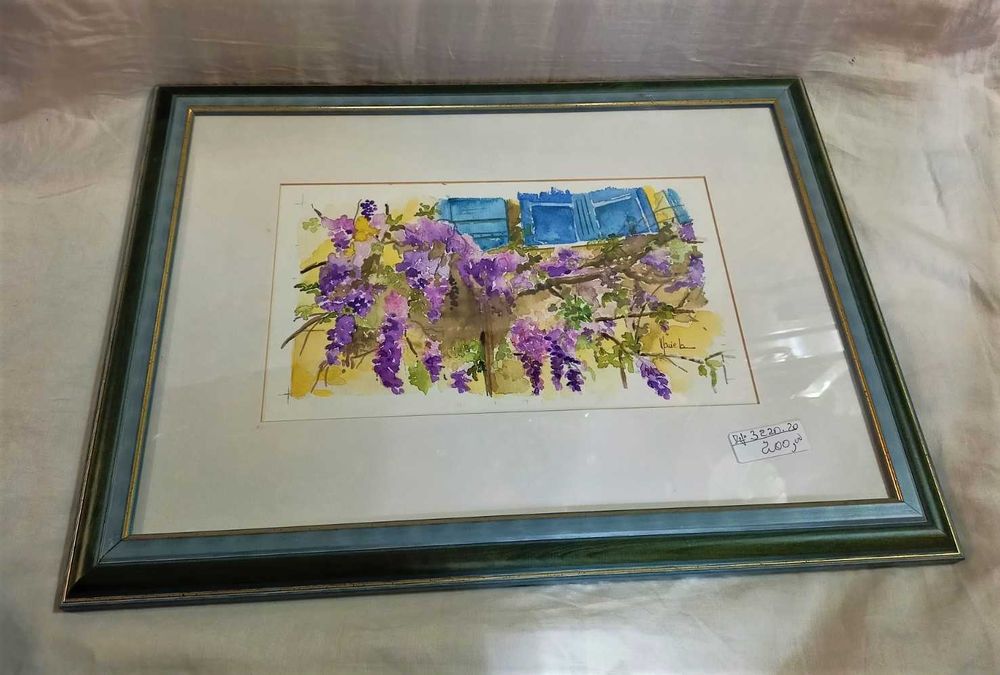 Quadro Aguarela Glicínia