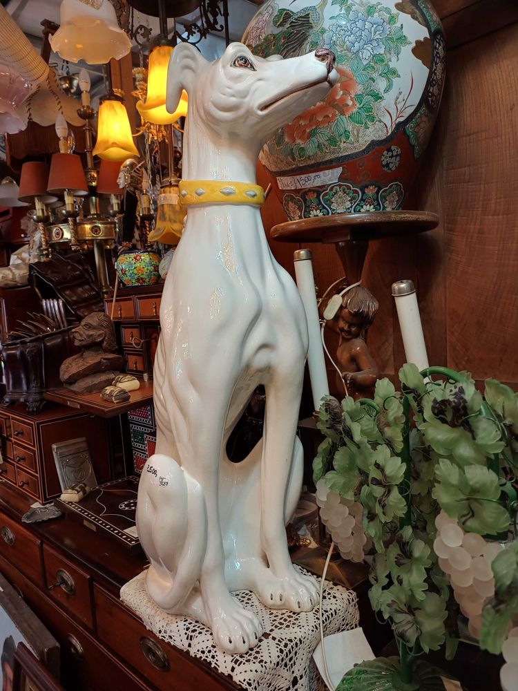 Escultura Italiana Galgo Cerâmica
