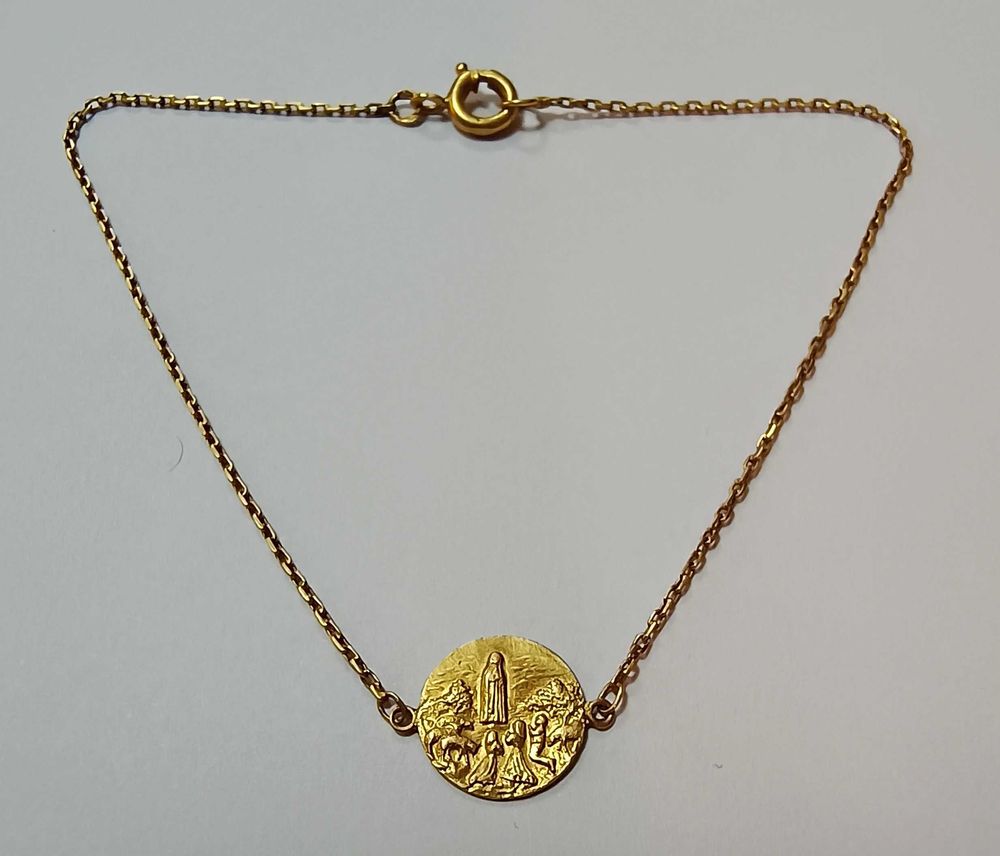 Pulseira Ouro Nossa Sra Fátima 3 Pastorinhos