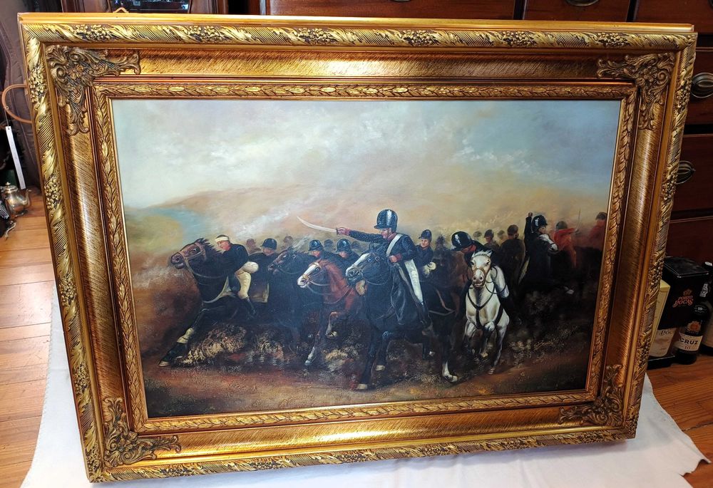 Quadro a Óleo Sobre Tela Carga de Cavalaria Militar