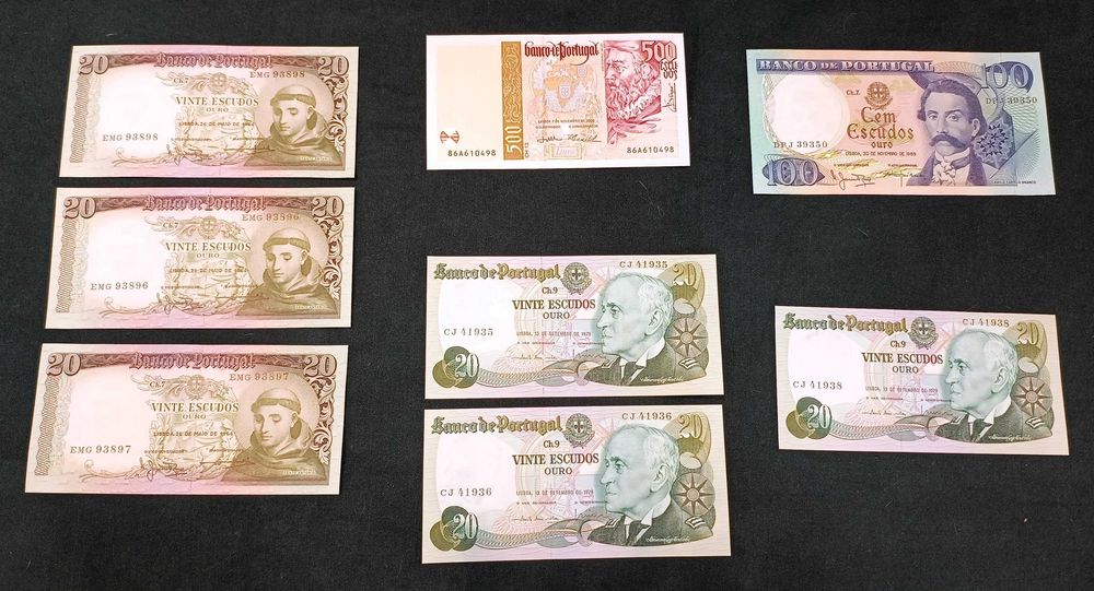 Lote de Notas Antigas de Portugal (Escudos) – Como Novas
